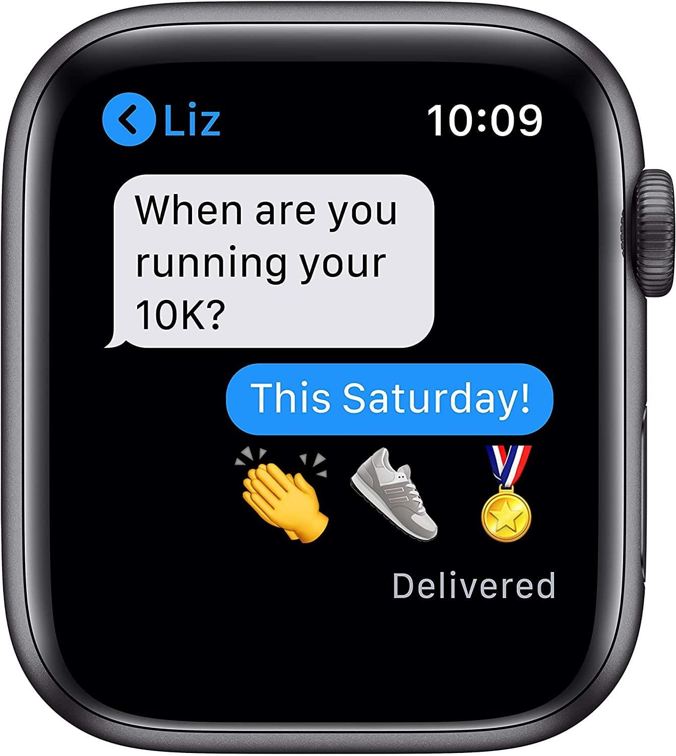 Restored Apple Watch Series 6 (GPS, 40 mm) Space Gray Aluminum Case with Black Sport Band Bundle 5 Bonus Bands, Charging Stand, Screen Protector, & 2 amp charger (Refurbished)
