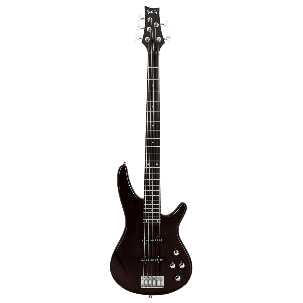 Tcbosik 5 String Full Size Electric Bass Guitar with Bag, Strap, Plectrum, Amp Wire and Wrench Tool for Beginners, Earth Brown