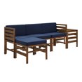 thumbnail image 3 of Manor Park Modern Boho 5 Piece Modular Patio Sectional Set, Navy, 3 of 8