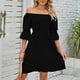 thumbnail image 3 of Vestidos Casuales Vestido de mujer de una línea sin espalda con cuello cuadrado vestido de verano para cóctel (negro L) Ygjytge para Mujer Negro T S, 3 of 7