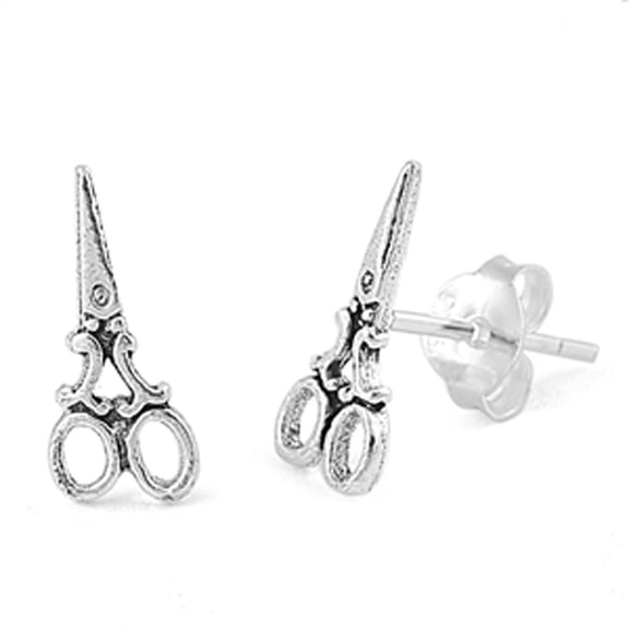 Scissors Barber Stud Earrings .925 Sterling Silver Jewelry Female Unisex
