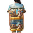 thumbnail image 6 of Fuzoiu Sunglasses Beach Kittens Print Women's Short-Sleeved Pajama Set,Lounge Sleepwear Set,Womens Pajama Sets 2 Piece,Button-Up Top and Shorts with Pockets-Medium, 6 of 7
