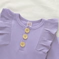 thumbnail image 2 of Infant Girls Solid Color Baby Girl Knitted Romper Jumpsuit Footed Onesie, 2 of 5