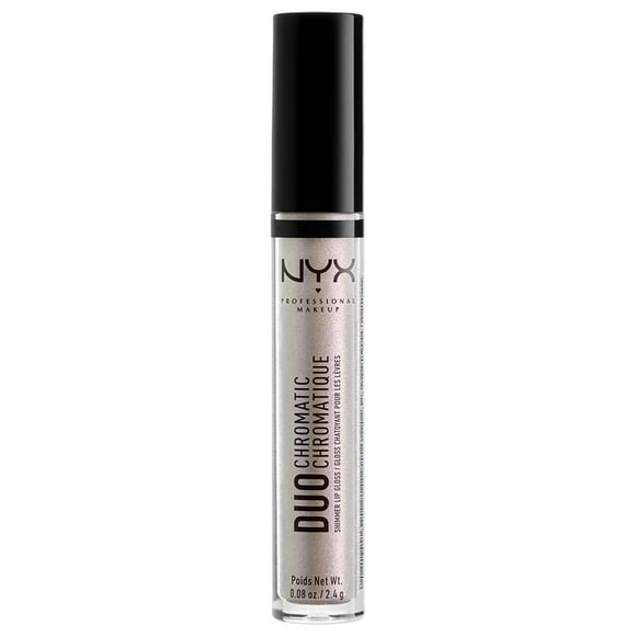 NYX PROFESSIONAL MAKEUP Duo chromatic Lip gloss - crushing It, Sheer White Base With BluePink Duo chromatic Pearls