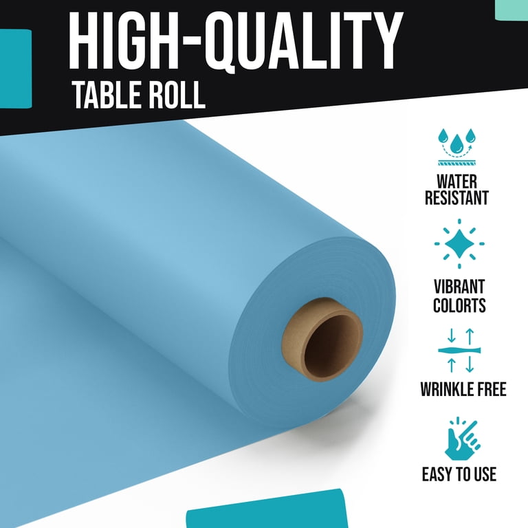 Exquisite Sky Blue Plastic Table Cover Roll, 40" x 300 ft. photo 5