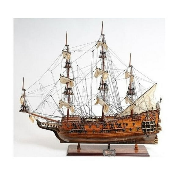 Tall Ship Model - Vintage Nautical Decor - Wooden Boat Display - Home Office Mantelpiece - Fairfax Ship Replica