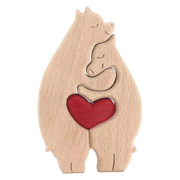 Wooden Hugging Bear Family Puzzle, Wooden Puzzle Sign, Home Decor Gift, Mothers Day Birthday Fathers Day, Laser Engraving Bear Decor, Family Member Gift