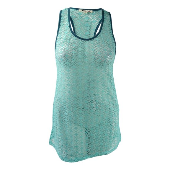Miken Womens Crochet Racerback Dress Swim Cover-Up (Mint, XL)