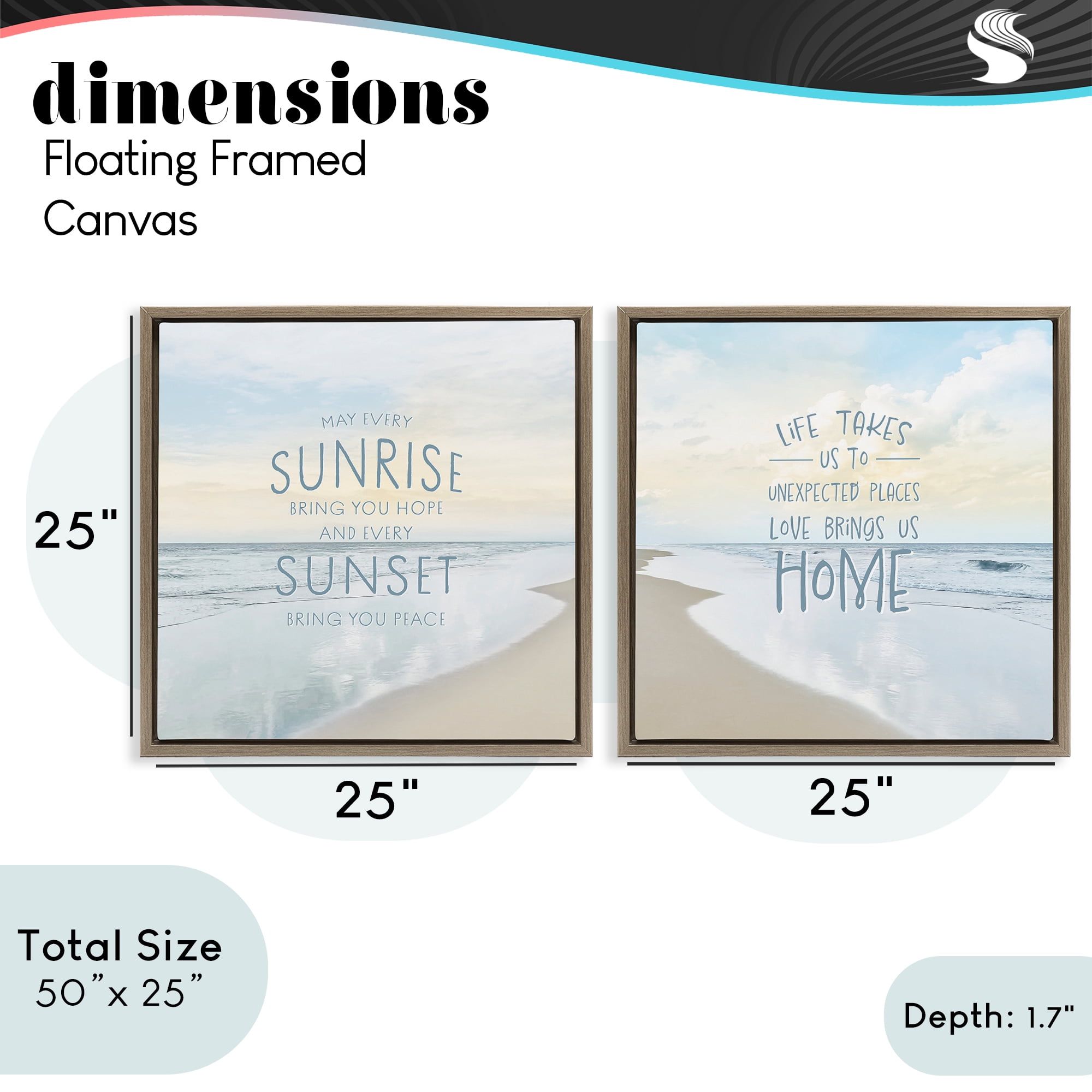 Stupell Industries Beautiful Beach Inspirations 2 Piece Brown Framed Floater Canvas Set, design by Natalie Carpentieri
