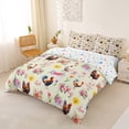 thumbnail image 3 of Erosebridal Farmhouse Rooster Duvet Cover Set for Kids Girls, Pink Flower Floral Bedding Full, Stars Reversible, 3pcs 1 Duvet Cover and 2 Pillowcases, No Comforter, 3 of 6