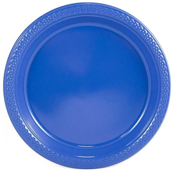 10" Blue Diner Plastic Plates: 4 Pack