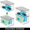 thumbnail image 4 of mDesign Deep Plastic Bathroom Storage Box, Lid/Handles, 4 Pack, Clear/Smoke Gray, 4 of 8