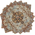 thumbnail image 2 of Ethnic Boho Placemats Set of 6 Southwest Brown Blue Carpet Woven Texture Linen Washable Kitchen Dining Table Mats Stain Heat-Resistant Desktop Decor Place Mats for Home Party Indoor 12x18 in, 2 of 6