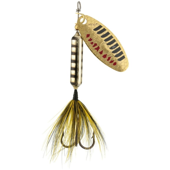 Worden's® Rooster Tail® Original, Inline Spinnerbait Fishing Lure, Met Gold Black, 1/4 oz. Carded Pack