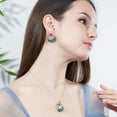 thumbnail image 3 of Fancy Flower Pendent Necklace Earrings Silver Plated CZ Multicolor Jewellery Set, 3 of 9