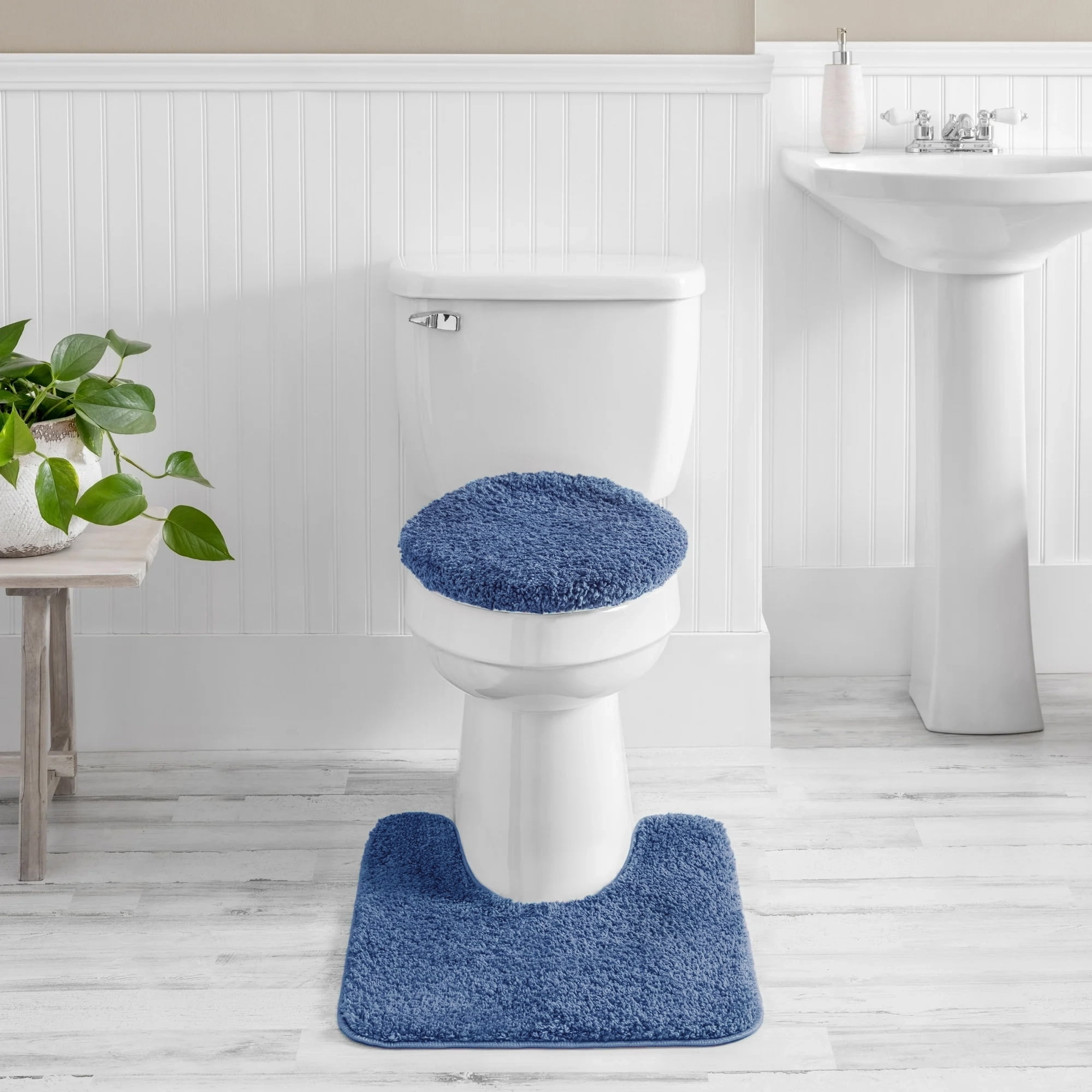Mainstays Performance Recycled Polyester 3 Piece Bath Rug Set, Navy