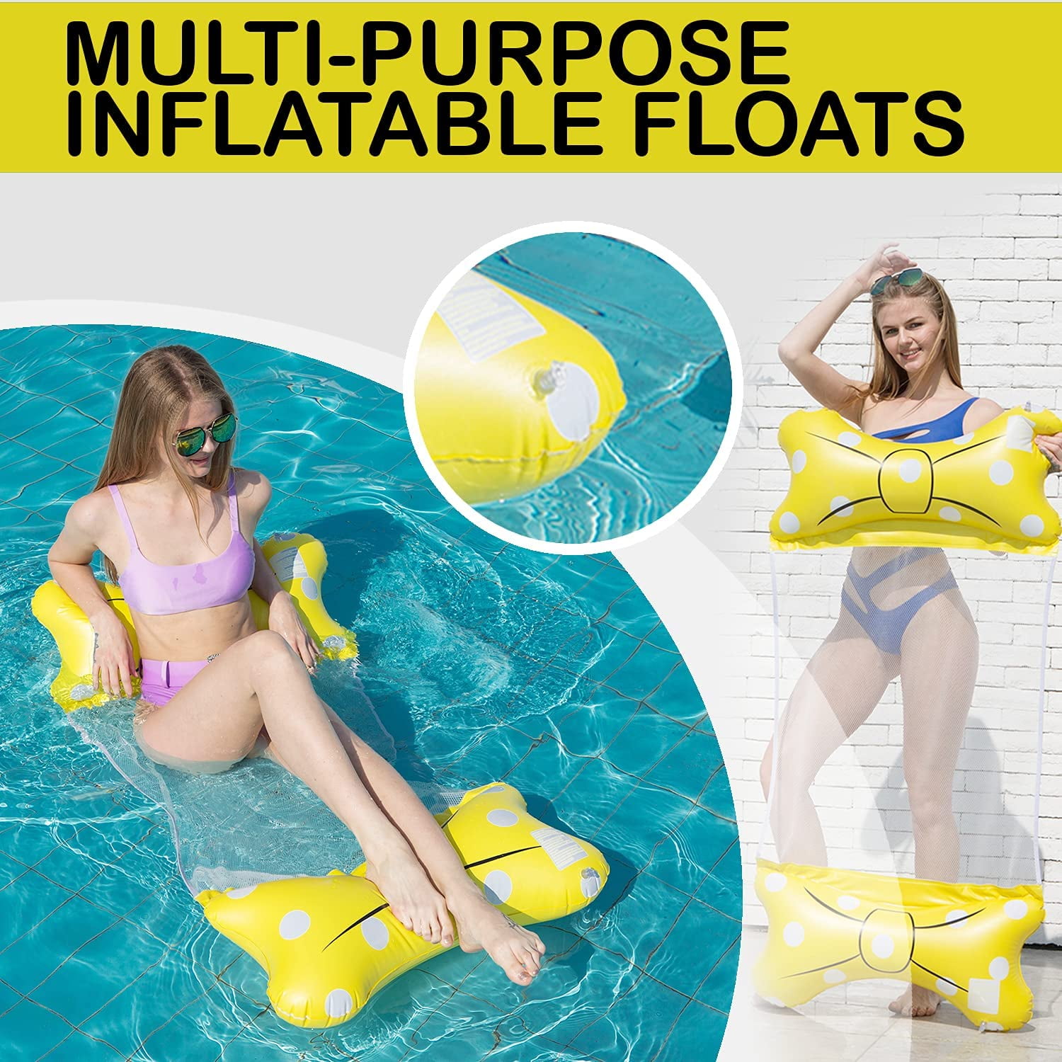57 x 27.6-inch Rectangular Shape Floating Pool Swimming Accessory – Yellow