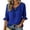 Blue, variant on Women's Crew Neck Tops Solid Color Ruffle Trim Short Sleeve Knot Neck Tops Casual Comfy Fashion Clothes