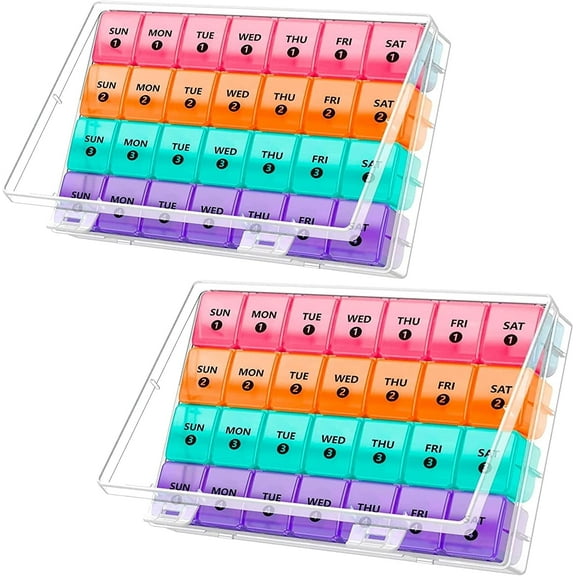 MEDca Extra Large Monthly 28-Day Pill Organizer, Multicolor, Plastic (Pack of 2)