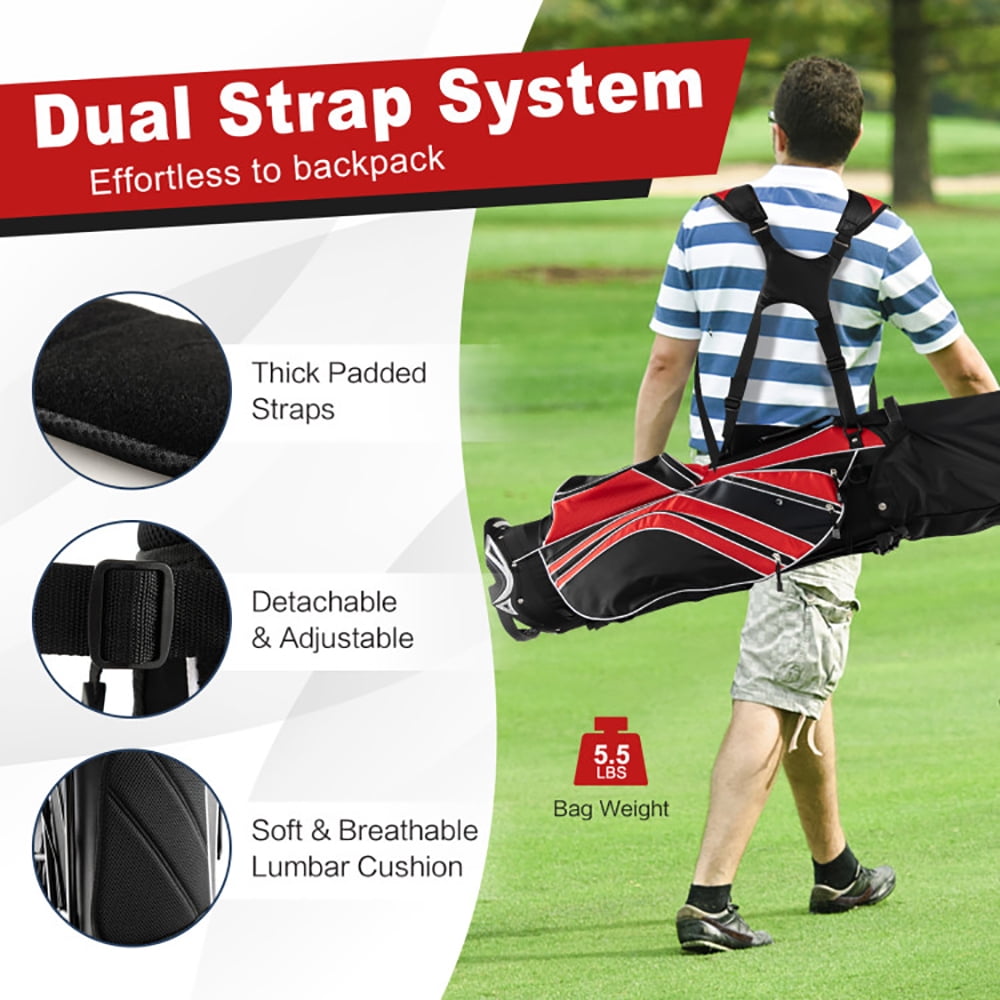 Canddidliike Golf Stand Cart Bag with 6-Way Divider Carry Pockets-Red, Lightweight Golf Stand Bag for Men & Women,Multiple Pockets, Lightweight & Durable