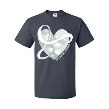 Inktastic Lung Cancer Awareness White Ribbon Around Heart T-Shirt