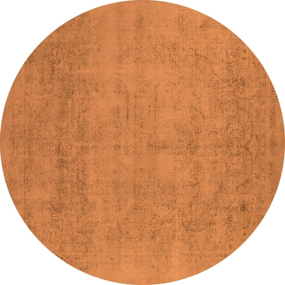 Ahgly Company Indoor Round Oriental Orange Industrial Area Rugs, 6' Round