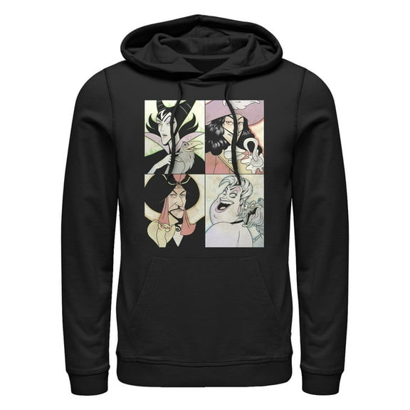 Men's Disney Villains Anime Watercolor Panels Pull Over Hoodie