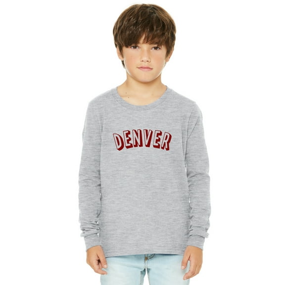 Daxton Youth Long Sleeve Denver Basic Tshirt - Heather Gray Burgundy, Small