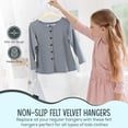 thumbnail image 6 of Techzoo Premium Kids Velvet Hangers 15 Pack – 14" Non Slip Felt Cloth Hangers for Closet – Ultra Slim, Space Saving Kids Clothes Hangers with 360° Swivel Hook, Toddler Children Kids Hangers – Beige, 6 of 8