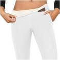 thumbnail image 6 of Aboser Womens Flare Yoga Pants Thermal Fleece Lined Leggings Winter Athletic Workout Pants Tummy Control High Waist Leggings Soft Wide Leg Trousers White L, 6 of 9