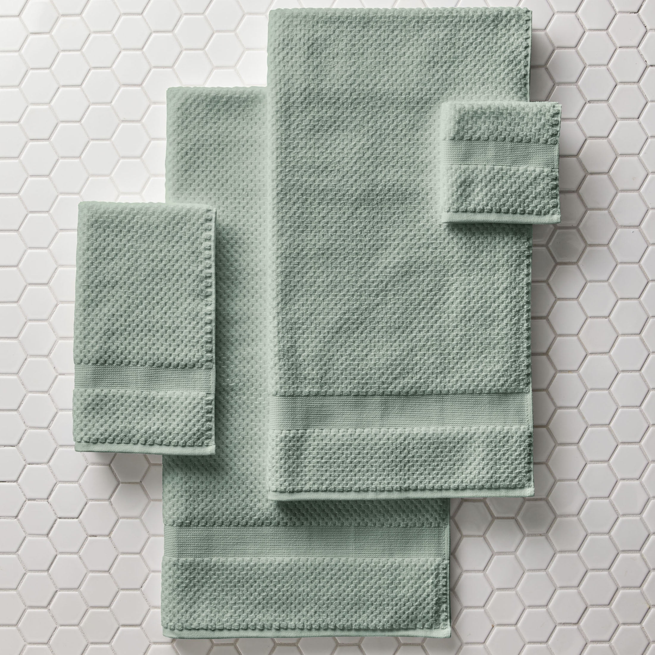 Better Homes & Gardens Signature Soft Cotton Popcorn Textured Bath Sheet, Green River