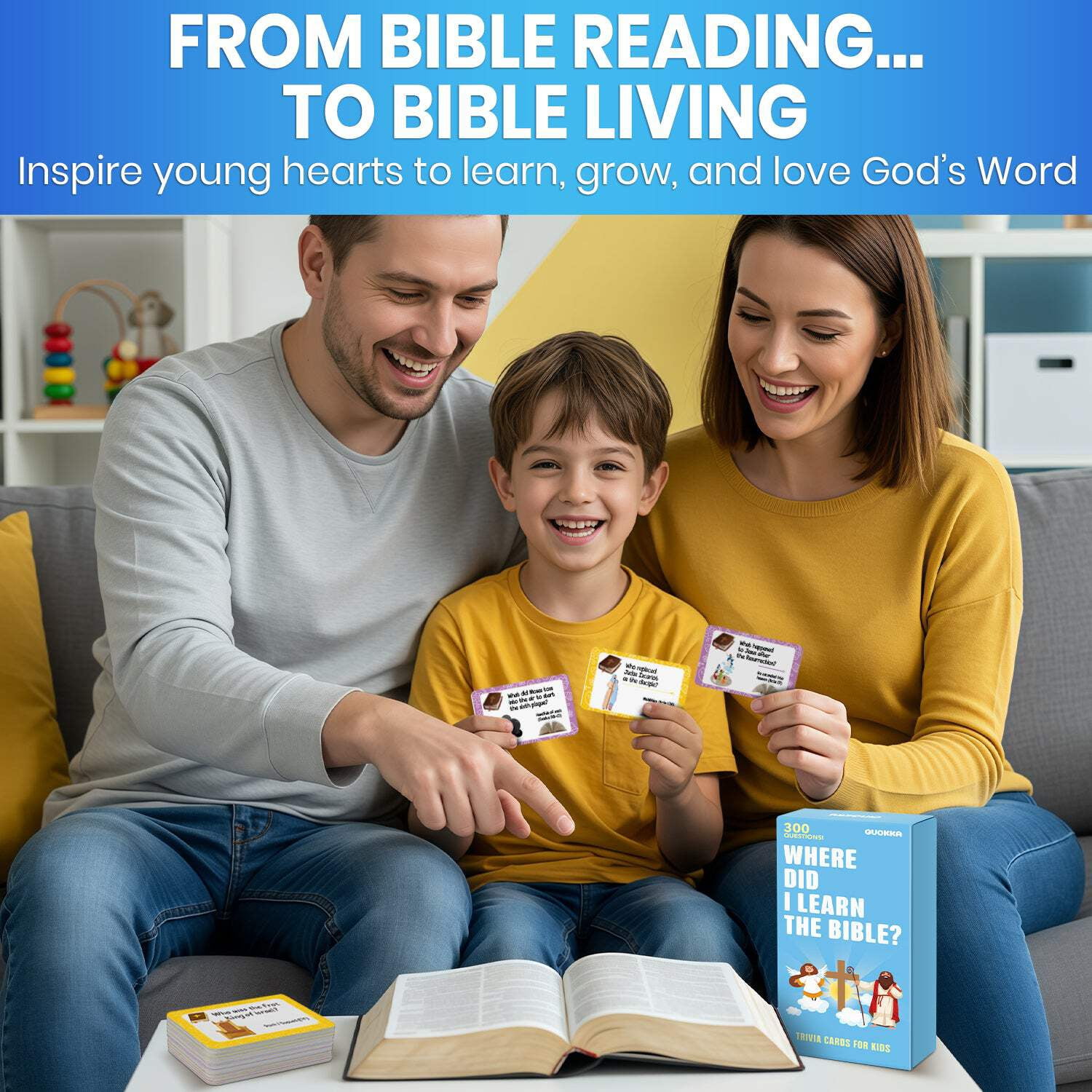 Quokka Bible Trivia Card Game for Kids and Families - Christian Games with 300 Engaging Bible Trivia Card