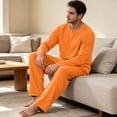 thumbnail image 6 of Dwelliawo en's Pajama Sets Loungewear Sleepwear Pjs Lightweight Long Sleeve Shirts and Bottoms Soft Comfy Sleep Sets Orange M, 6 of 6