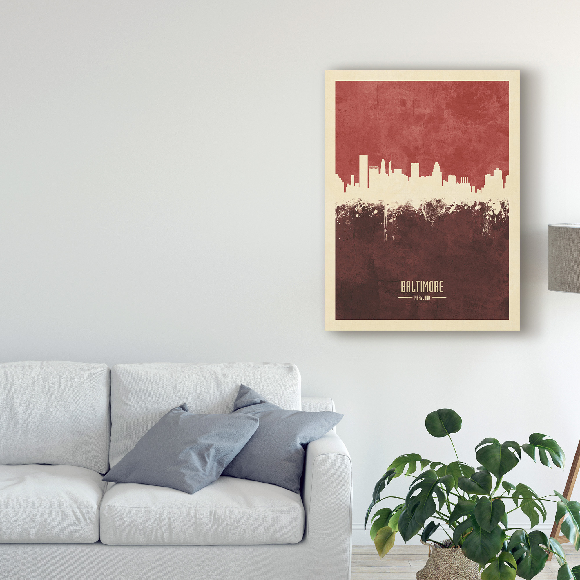 Trademark Fine Art 'Baltimore Maryland Skyline Red II' Canvas Art by Michael Tompsett