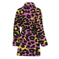 thumbnail image 2 of Pink And Yellow Leopard Women Bathrobe One Size Univeral Fits, Wide Animal Fashion Lightweight Plush Fleece Long Robe For Women, 2 of 3