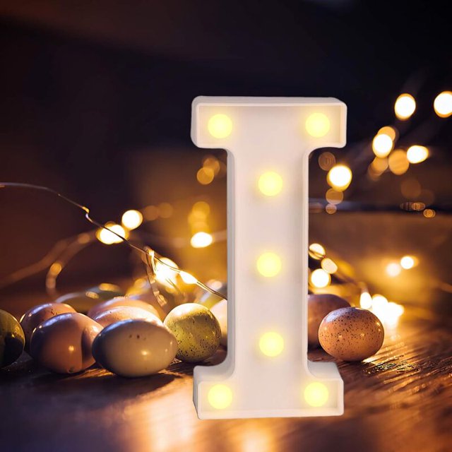 Letras del alfabeto LED con luz blanca cálida para decoración de interiores,