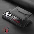 thumbnail image 6 of ELEHOLD for iPhone 15 Case, Magnetic Durable Leather Cover with Detachable Card Holder Flip Ring Kickstand Shockproof Protective Phone Case for iPhone 15,Black, 6 of 9