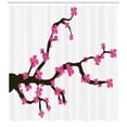 thumbnail image 3 of Almond Blossom Shower Curtain, Ornamental Cherry Blossom on Tree Branches Asian Botany Themed Illustration, Fabric Bathroom Set with Hooks, 69"WX70"L, Pink Brown, by Ambesonne, 3 of 3