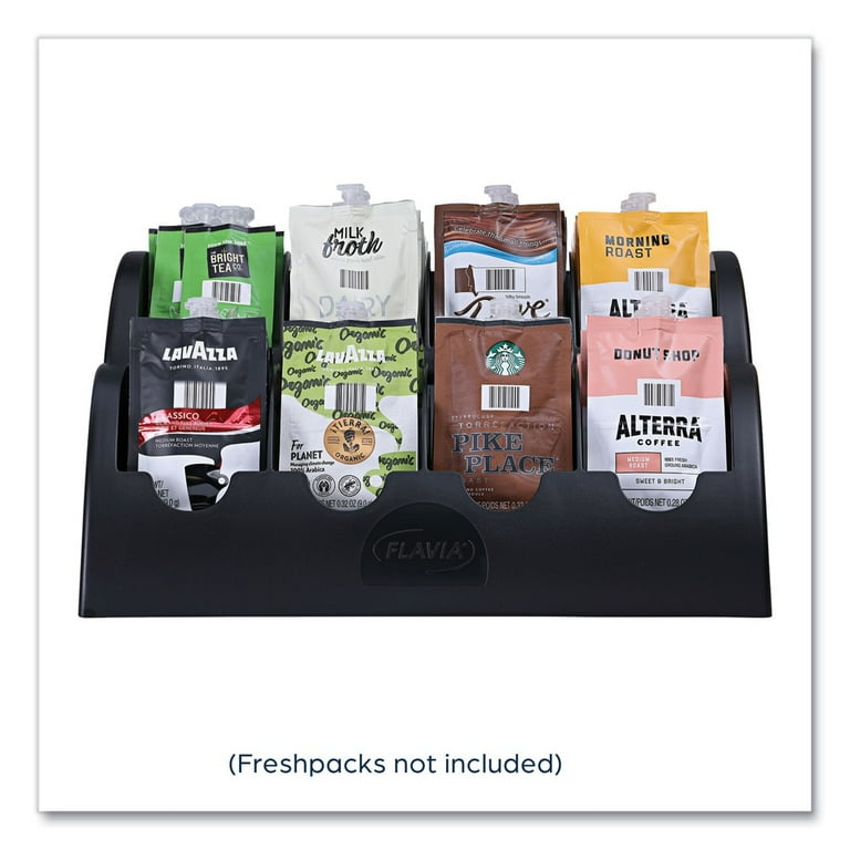 Plastic Coffee Organizer for FLAVIA Freshpacks, 8 Compartments, 13.6 x 13 x 4.4, Black Plastic Coffee Organizer for FLAVIA Freshpacks, 8 Compartments, 13.6 x 13 x 4.4, Black