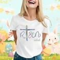 thumbnail image 3 of Easter T Shirts for Women Short Sleeve Crewneck Christian Bible Verse Risen Indeed Graphic Tees, 3 of 6