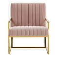 thumbnail image 6 of LeisureMod Montgomery Modern Velvet Pinstripe Design Accent Armchair With Gold Frame in Pink, 6 of 7