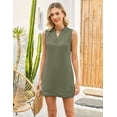 thumbnail image 3 of Fiophy 100% Linen Dress Sleeveless V Neck Tank Dress Summer Casual Above Knee Length Dresses with Ruffle Collar & Pockets,Green, M, 3 of 8