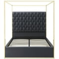 thumbnail image 3 of Rollie Canopy Vegan Leather Upholstered Queen Bed Frame In Black, 3 of 7