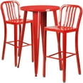 thumbnail image 2 of Flash Furniture Commercial Grade 24" Round Red Metal Indoor-Outdoor Bar Table Set with 2 Vertical Slat Back Stools, 2 of 5