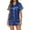 Blue, variant on Your-Sty Women's Short Sleeve Satin Pajama Sets Silky Ladies Button Down Loungewear Nighty Shorts Sets S to 2XL