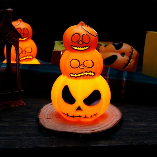 Xihbxyly Linterna de Calabaza de Halloween, Diseño de Luz Led, Impermeable y Resistente Al Sol, Decoración Colgante Portátil, Uso Interior y Exterior, Decoración para Fiestas Navideñas, Naranja, Tama