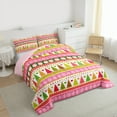 thumbnail image 3 of Homewish Colorful Christmas Tree Queen Comforter Set,Cartoon Santa Claus Bedding Sets,White Xmas Snowflake Bedding Comforter Set For Girls Kids,Breathable Home Decor Reversible,3pcs, 3 of 8