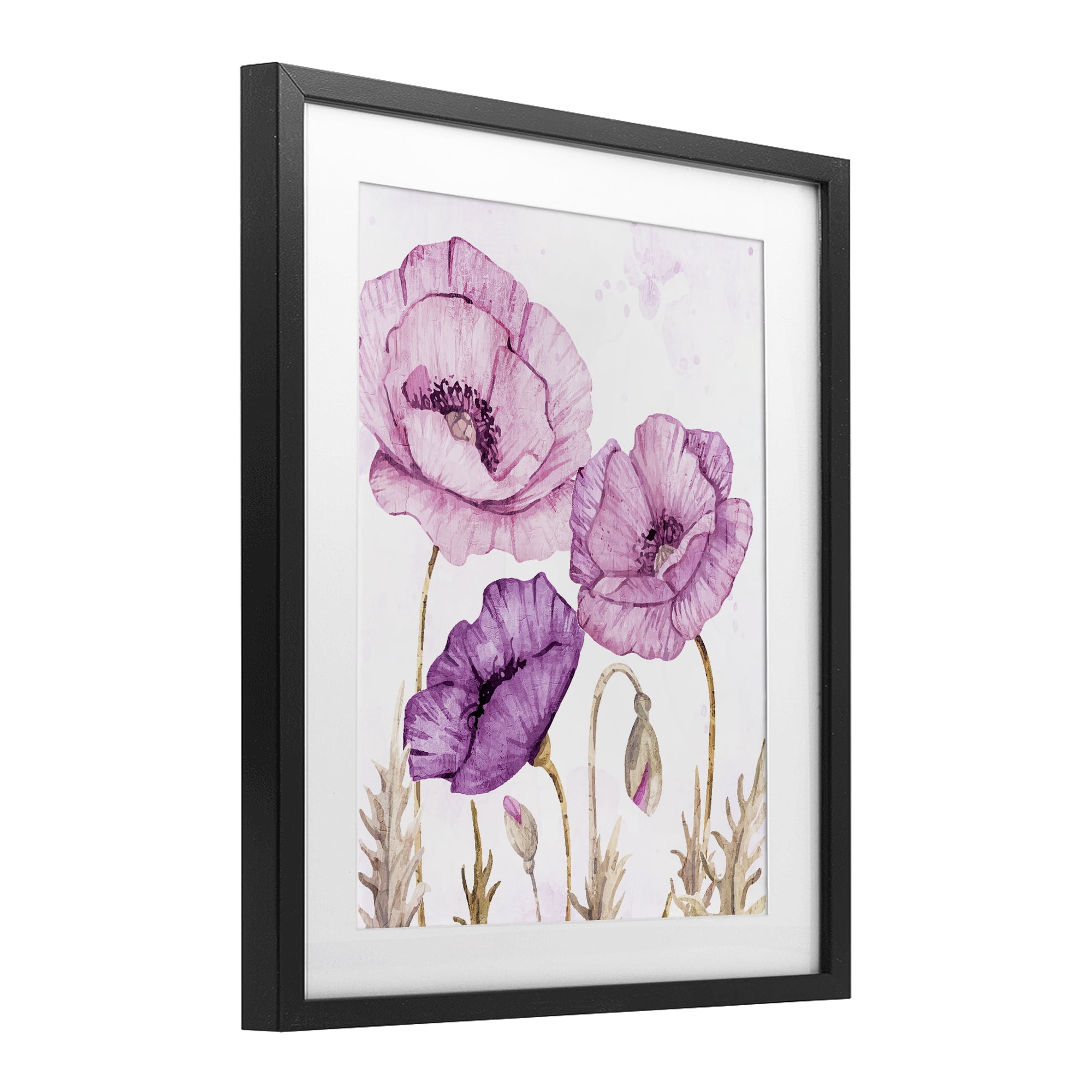 Stupell Industries Bright Purple Poppies Black Framed Print Under Glass, design by Kim Allen