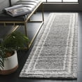 thumbnail image 2 of SAFAVIEH Border & Stripe Hyram Bordered Shag Runner Rug, Grey/Ivory, 2'2" x 8', 2 of 7
