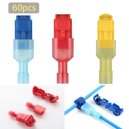 Quick Connect Terminal Kit - Heat Shrink Wire Connector Kit, TSV 60Pcs Waterproof 22-10 AWG T-Tap Quick Splice Wire Terminal Connectors Combo Kit